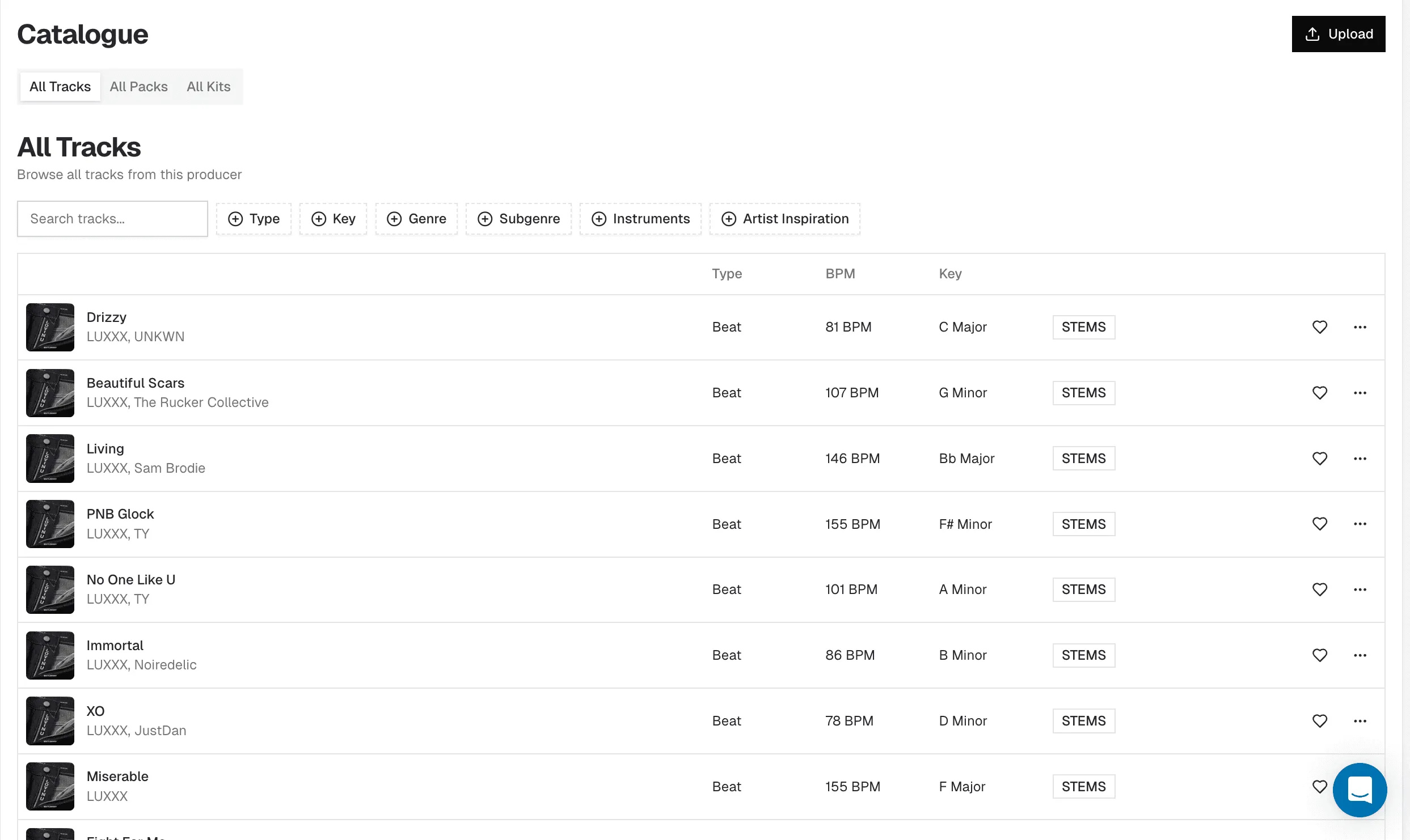 Beatlibrary catalog monitoring view